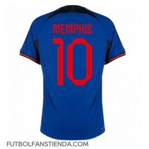 Países Bajos Memphis Depay #10 Segunda Equipación Mundial 2022 Manga Corta